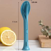 Juego De Comedor Portátil De 3 Piezas Set De Cutlería Desmontable De Trigo Algodón De Seda Para Viajes Y Camping - details 12