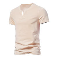 Camiseta De Hombre Verano Henley V-cuello Manga Corta Casual Ajustada Basic Fitness Deportiva Transpirable Top - details 8