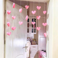 Cortina De Corazón Rosa Para Niñas Decoración De Habitación Cortina Divisoria Con Borlas Y Diamantes Para Sala De Estar Moderna Cortina Translúcida De Poliéster - details 4