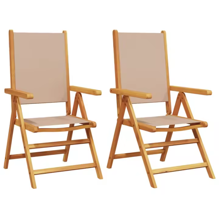 vidaXL Sillas de jardín 2 uds madera maciza acacia y tela gris taupe - 1