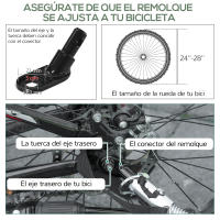 HOMCOM 2 en 1 Remolque de Bicicleta para Carga 40 kg Carro de Mano con Bandera Mango de Empuje Desmontable Marco de Acero y Reflectores 130x64x103 cm Negro y Rojo - details 3