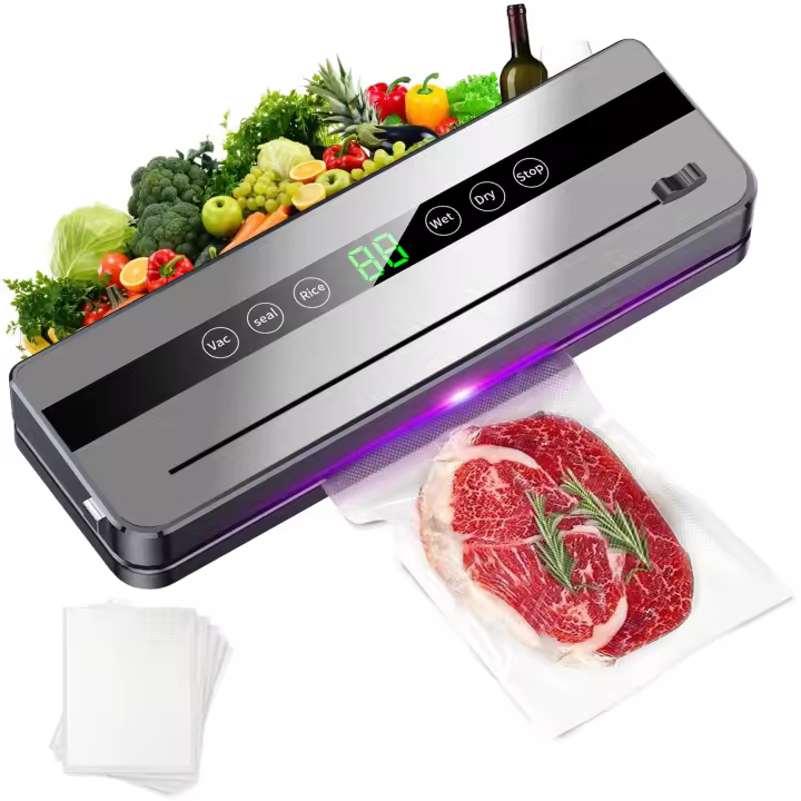 Food Vacuum Sealer Machine Dry and Moist Food Modes Automatic For Light Food Preservation With 10Pcs Bags Paper For Food Preservation Home Kitchen SO - 1