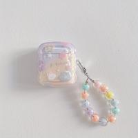 Funda De Lujo Coreana Para AirPods Con Diseño De Estrellas Y Graduación De Colores Con Cadena De Cuentas De Beads Florales Y Conejo Para AirPods pro 2 - details 3