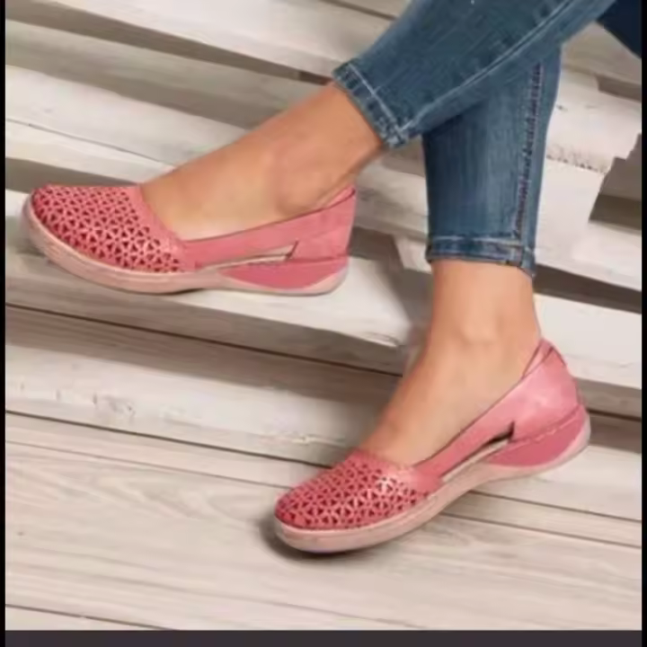 Sandalias De Tacón Alto Para Mujer 2023 Casual Suela Plancha Material De Suela De Goma Estilo Vintage Hueco Salón De Verano Zapatos Para Mujer - 1