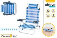AKTIVE Silla playa plegable, 7 posiciones, Azul claro,Naranja,Azul Marino para elegir, 47x49x82 cm, Incluye cojín acolchado, Asas de transporte, Soporta 110 kg, Sillas respaldo reclinable, Multiposición CALIDAD DE CONFIANZA TOP OFICIAL GARANTIZADO - details 0