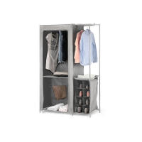 STARLEY-Armario metal con gran capacidad con tela de tela para dormitorio, fácil de montar, desmontable estructura metalica de la coleccion TNT 105x43x172cm - details 0