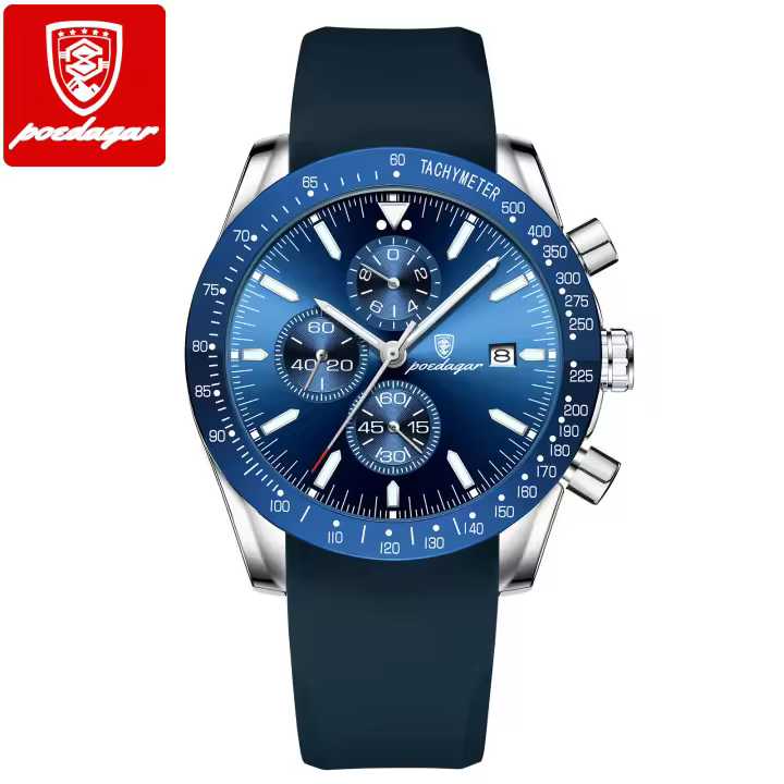 Reloj de hombre multifuncional luminoso y resistente al agua con correa de silicona. - 1