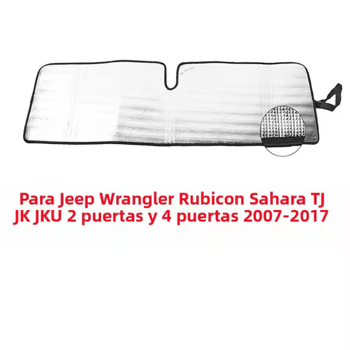 Sunshade Para Parabrisas De Jeep Wrangler JK JL TJ JKU JL JLU & Gladiator JT 2007-2024 Escudo De Calor Visera Solar De Material Plateado Delgada No Eléctrica - 1