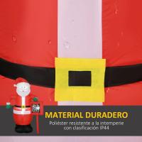 HOMCOM Papá Noel Hinchable con Cartel Navidad Hinchable con 3 Luces LED e Inflador Eléctrico Decoración Navideña para Exteriores Interiores 120x65x180 cm Multicolor - details 4