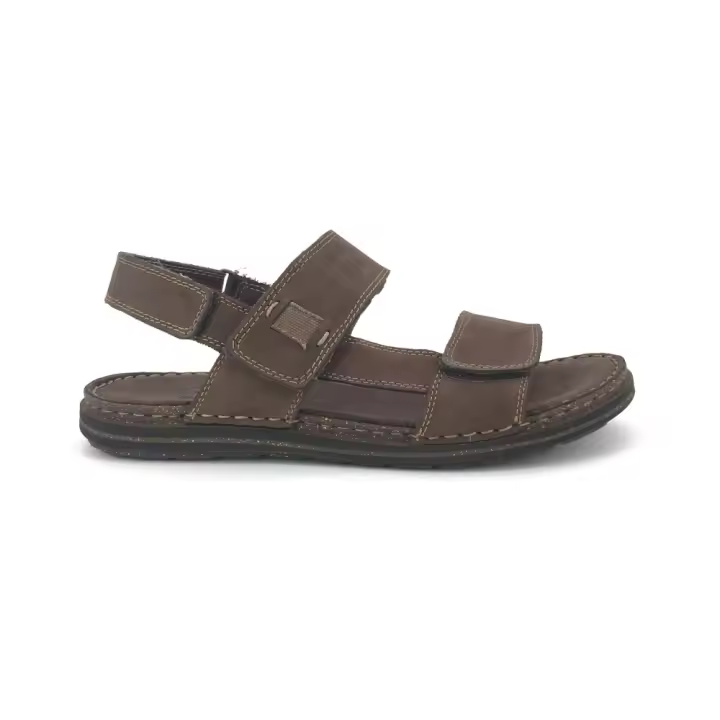 Sandalia de Walk&Fly para hombre, mod.43770, Sandalia con tres cinta textil adhesivas ajustable toda de piel muy cómoda para verano - 1