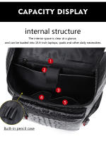 Mochila De Cuero Auténtico Crocodilo Para Laptop De 15.6 Pulgadas Hombres Viaje Impermeable Grande Para Adolescentes Escuela Bolsa De Viaje Preppy Style - details 8