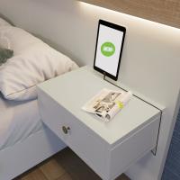 Cama Doble Cama con 2 tocadores LED junto a la noche y Toma USB C 140x200 cm Cama de Madera incluye 2 Mesitas de noche Full Dormitory -- 205x244x90,5 cm (L/AN))/A) juego De Roble Sonoma/Blanco (sin colchón) - details 3