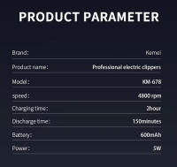 Kit De Pelacabello Profesional Kemei KM-2628 KM-678 KM-2024 Recargable Para Hombres Trimmer De Barba Con Corte Rápido Y Ajuste De Longitud - details 18