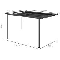 Outsunny Pérgola de Pared de Jardín 4x3 m Gazebo Exterior Cenador con Techo Retráctil Tela de Poliéster y Marco de Acero para Patio Terraza Balcón - details 2