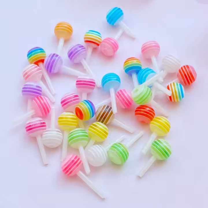 30pcs Juguetes De Alimentos Lollipop Color Nails Art Dibujos Animados 3D Simulación Colorida Crema De Caramelo Accesorios De Resina Para Artesanía Y Modelado - 1