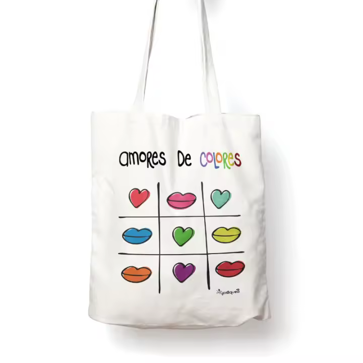YOSIQUESE Bolsa de tela Nueva Colección 'Menos es Más' | Modelo: KISSES DE COLORES | Productos y regalos solidarios hechos por personas con discapacidad - 1