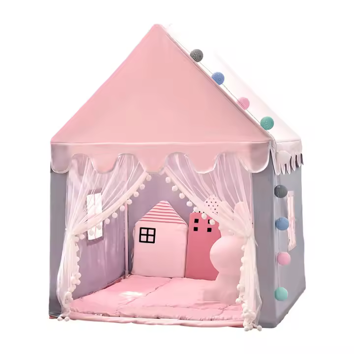 Carpa Infantil Grande Rosa Para Niñas Casa De Juguete Plegable Wigwam 1.35M Castillo De Princesa Decoración De Habitación Para Niños Edad Recomendada 3-12Años - 1