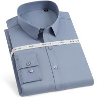 Camisa Social Para Hombre De Calidad Alta Anti-Arrugas Con Cuello En V Y Botones Larga Manga Para Oficina Y Negocios Blanco Ajustada - details 6