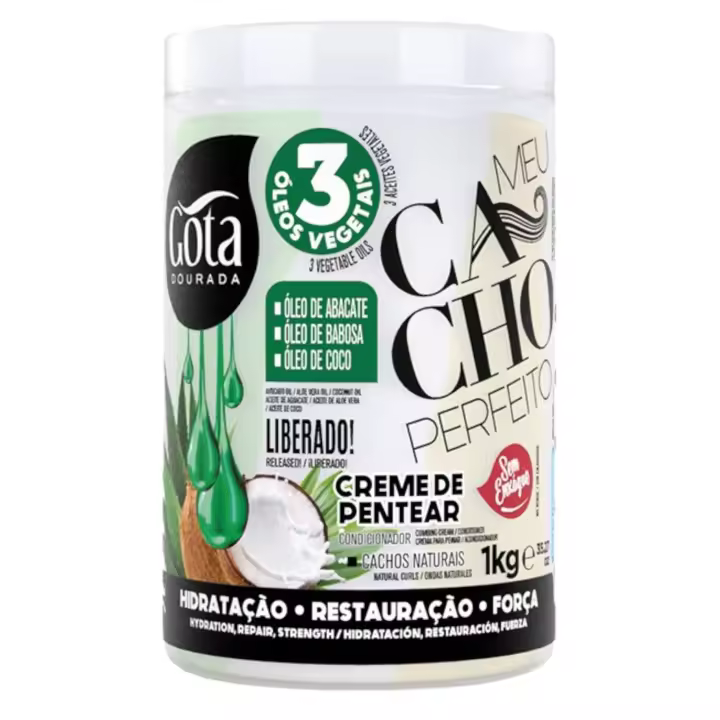Gota Dourada Rizos Perfectos - Crema de Peinar 3 Aceites Vegetales 1kg CURLY - 1