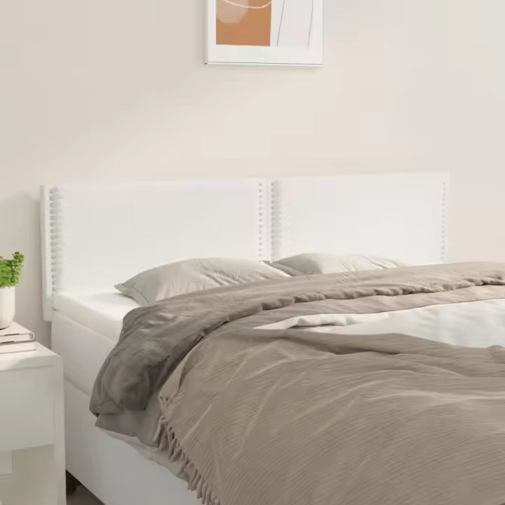 vidaXL Cabeceros 2 unidades cuero sintético blanco 72x5x78/88 cm - 1
