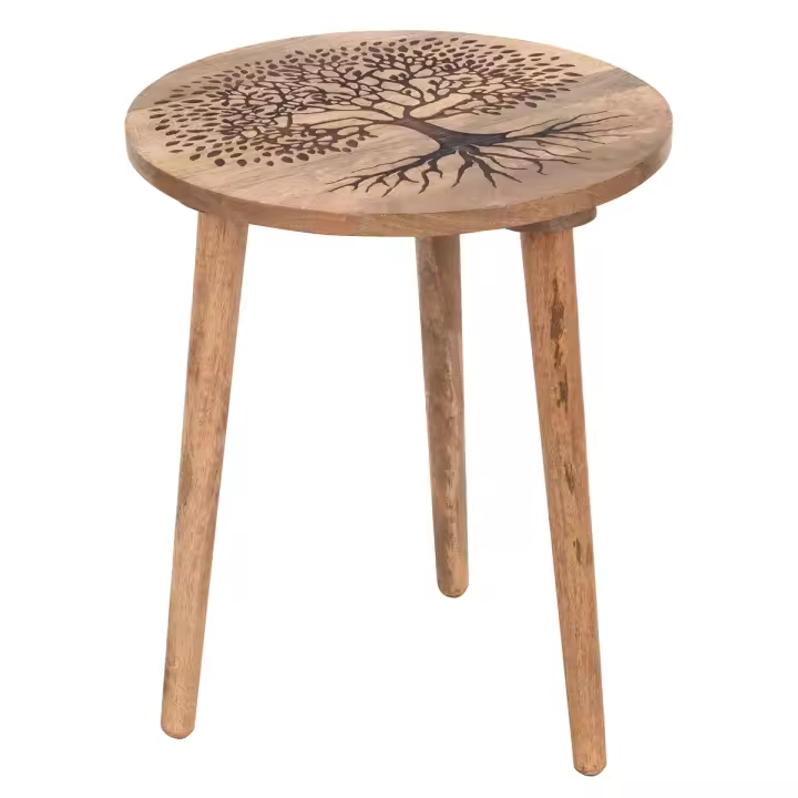 CAPRILO REGALOS & DECORACIÓN Mesa Decorativa Artesanal Redonda "Árbol de la vida". Muebles Auxiliares. Mesitas. Regalos Originales. Decoración . Hogar y Jardín. 40 x 40 x 47,50 cm - 1
