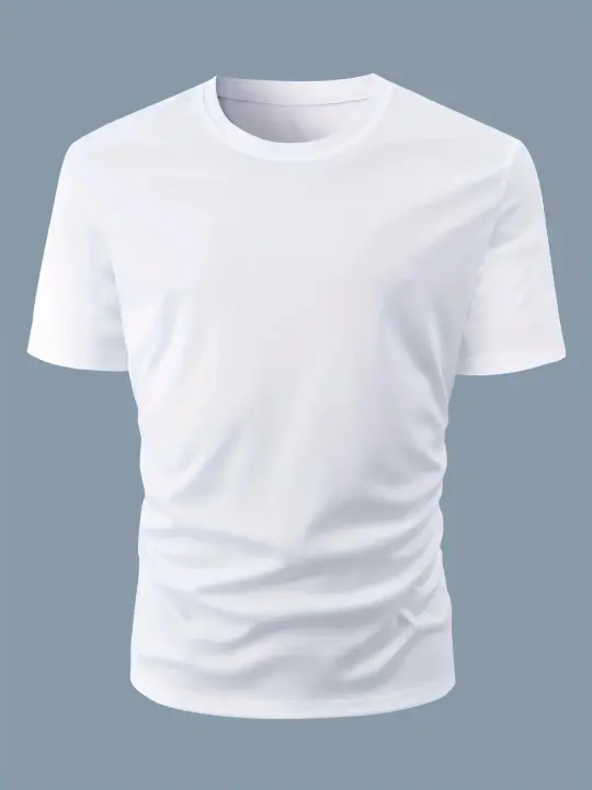 Camiseta De Algodón 100% Para Hombre Verano Estampado De Corona Cuello Redondo Manga Corta Ajuste Suelto Casual Top De Cuatro Estaciones - 1