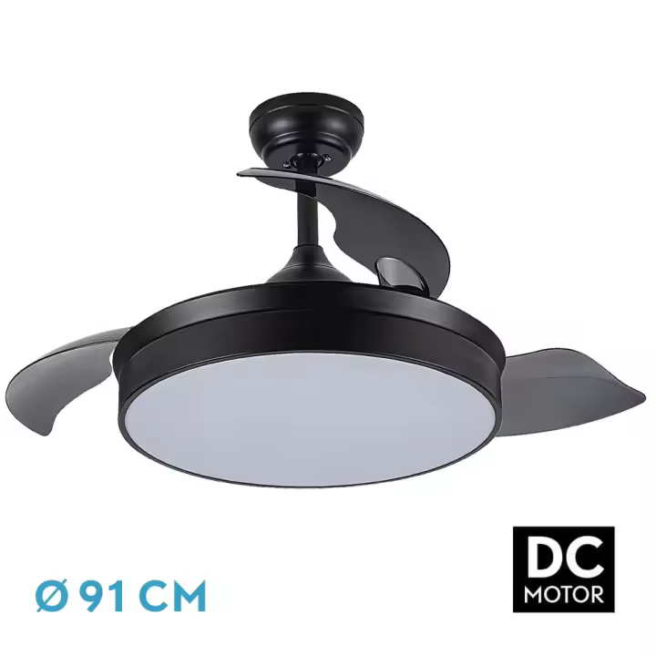 Ventilador Dc Cala Negro 48w 4800lm 3asp.desp 91d 6 Velocidades 3000-4000-6000k Remoto+temporiza+memoria Fabrilamp - 1