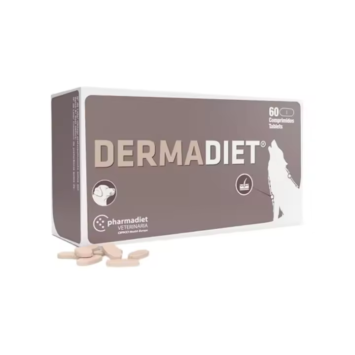 PHARMADIET - Dermadiet (60 Comprimidos) - Complemento dermatológico para mejorar la calidad de la piel y del pelo en Perros - 1