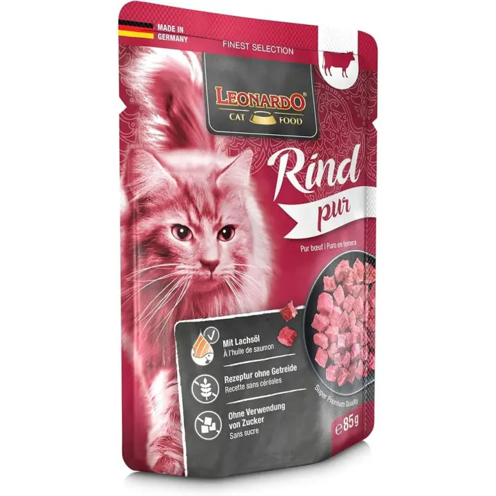 Leonardo Pura Ternera pouch 16x85g comida humeda en sobre para gatos adultos - 1