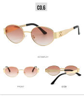 Gafas De Sol Ellipticas 9521 Con Montura De Metal Estilo Europeo Y Americano Tendencia Ins Gafas De Moda Para Hombre Y Mujer - details 12