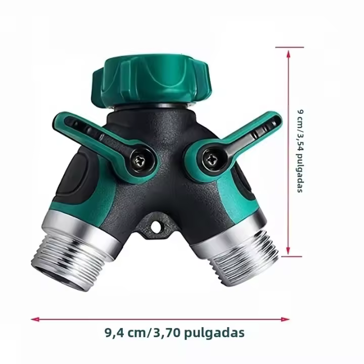 Válvula De Doble Camino Para Jardín Con Y-Divertidor De Agua Con Interruptor Conector Metálico De Aleación De Zinc - 1