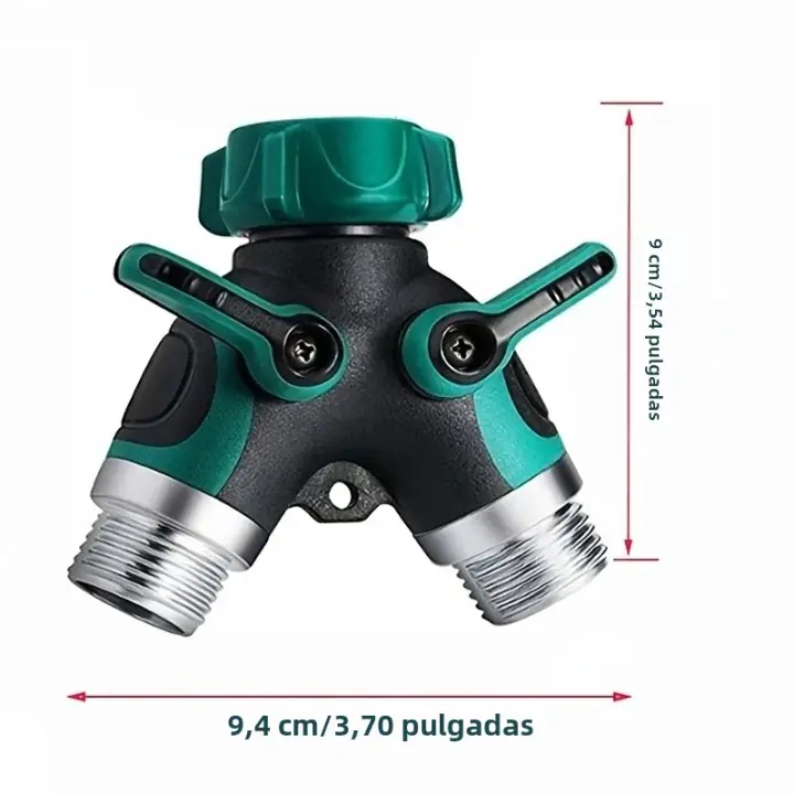 Válvula De Doble Camino Para Jardín Con Y-Divertidor De Agua Con Interruptor Conector Metálico De Aleación De Zinc - 1