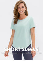 Top De Yoga Para Mujer Sólido Con Manga Corta Sudadera Deportiva Fitness Ropa De Gimnasio Casual Camiseta De Entrenamiento - details 2