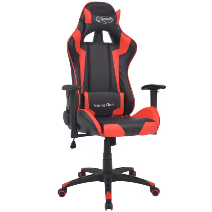 vidaXL Silla de escritorio reclinable Racing de cuero artificial roja - 1