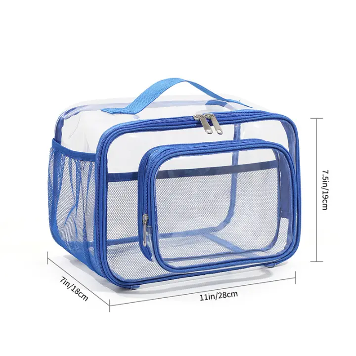 Bolsa de almuerzo transparente de gran capacidad, bolso portátil de PVC, bolsa de almacenamiento sencilla para cosméticos y artículos de tocador, bolsa de almuerzo - 1