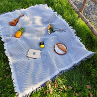Manta De Algodón Mezclado Para Camping Portátil Con Borlas Impermeable Y Suave Para Pícnic Y Uso Exterior Tapete De Mesa Sofá - details 6
