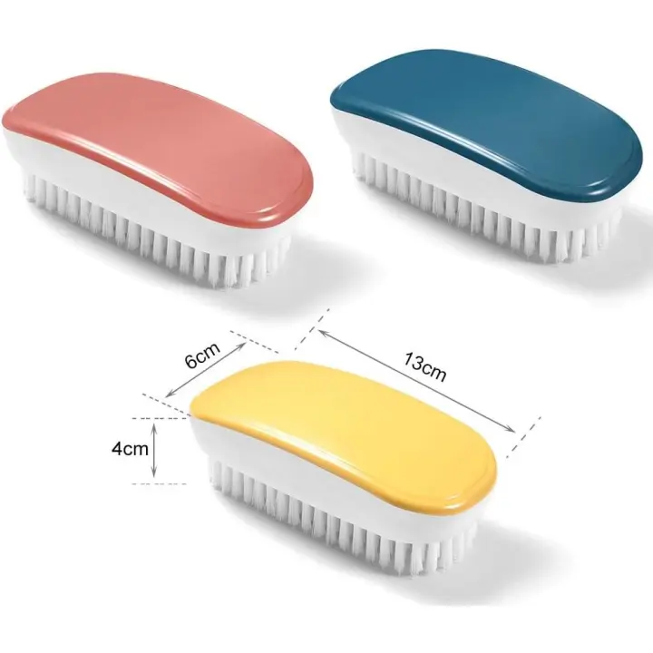 Cepillo de lavandería, 3 piezas, colorido, de mano, con detalles de protección, herramienta de limpieza para ropa, zapatos, fregadero de cocina, bañera de baño (amarillo, rojo, azul) - 1