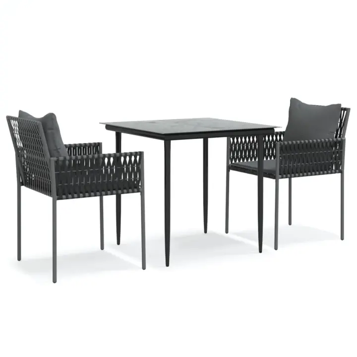 vidaXL Juego comedor jardín 3 piezas y cojines ratán sintético y acero - 1