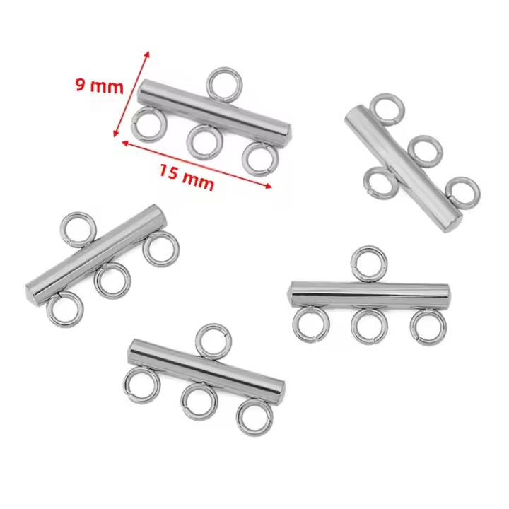 10pcs Correas De Pulsera Y Collar De Acero Inoxidable Con 5 Anillos Abrazaderas Para Colgantes Y Pendientes Suministros De Joyería DIY - 1