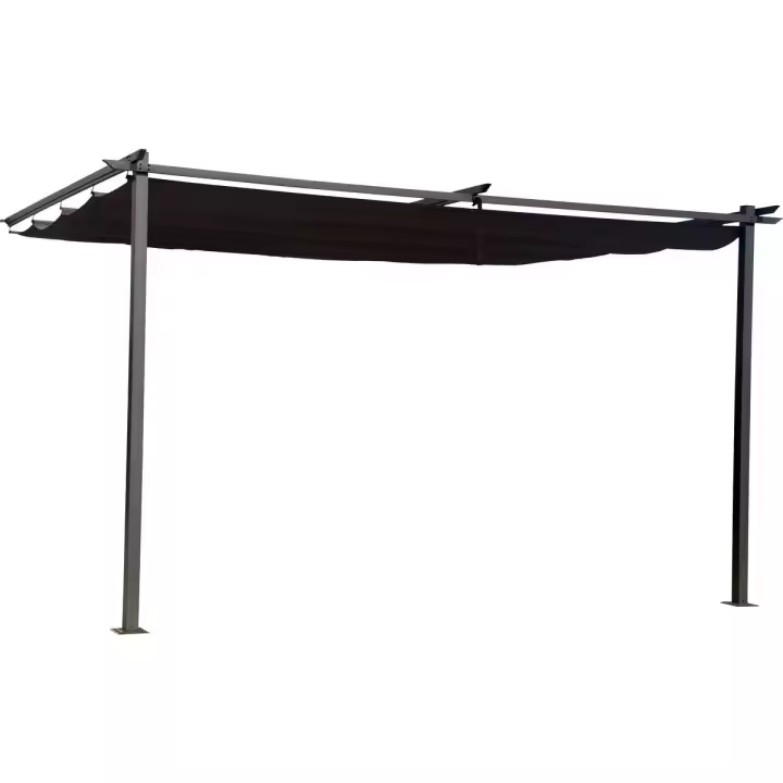 Pergola adossée avec toit rétractable - 3 x 4 m - Gris anthracite - 1
