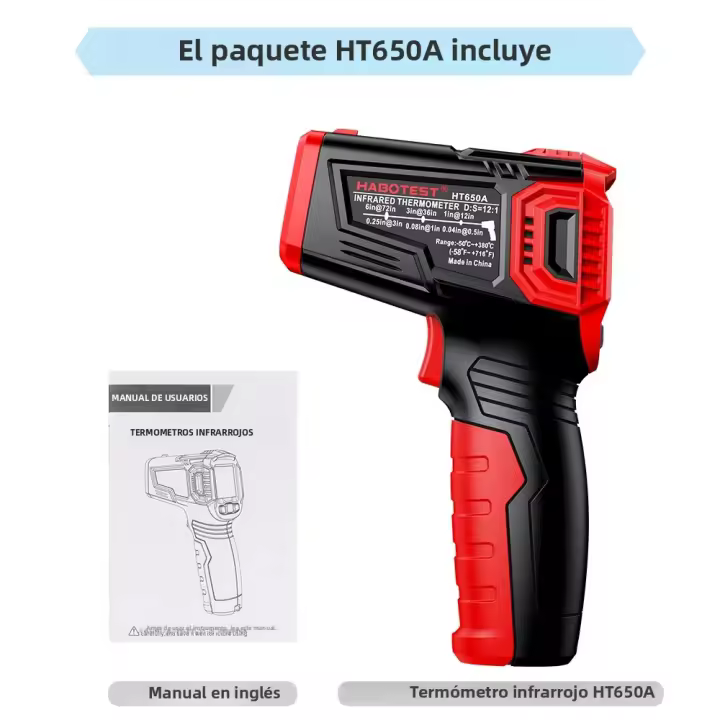 HABOTEST HT650 Termómetro Digital Infrarrojo No Contacto Con Imagen Láser Gun Pyrometer Higrómetro Medidor De Temperatura Y Humedad - 1