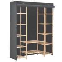 vidaXL Armario de tela 135x40x170 cm en color Blanco/Gris | almacenamiento funcional diseño moderno para baño dormitorio sala - details 1