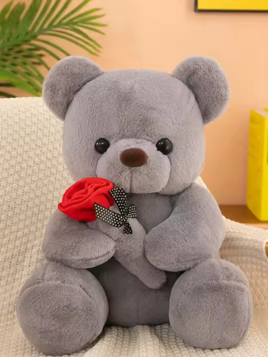 Oso De Peluche Kawaii Con Rosas Regalo Romántico Para Amante Decoración Del Hogar Día De San Valentín Para Niñas - 1