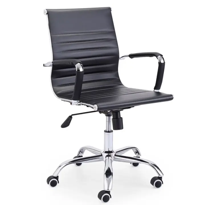 Miroytengo Silla giratoria Kira para oficina en color negro respaldo bajo diseño moderno 64x64x89/99 cm - 1