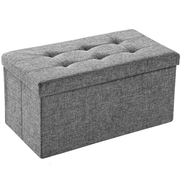 Tectake - Taburete plegable con compartimento de almacenaje rectangular 76 x 38 x 38 cm  Asiento estable  Plegable y compacto  Mucho espacio de almacenamiento en el interior - 1