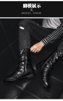 Botas De Motociclista Para Hombre Con Remaches Y Peluche Negro Cuero Genuino Botas De Bicicleta De Invierno Altas Para Exterior Diseñador Botas De Motorista - details 5