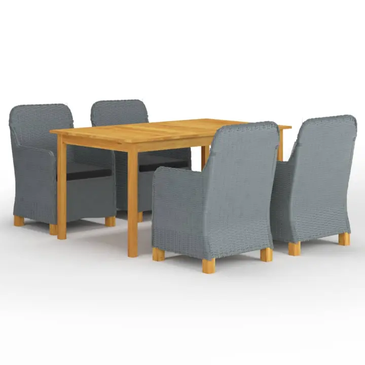 vidaXL Juego de comedor para jardín de 5 piezas gris claro - 1