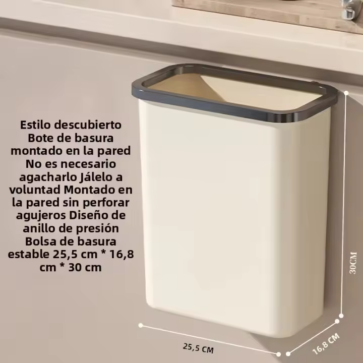 Bandeja De Basura Colgante Para Cocina Con Tapa Y Gran Capacidad Caja De Residuos Montada En La Pared Organizador De Basura Para Puerta - 1