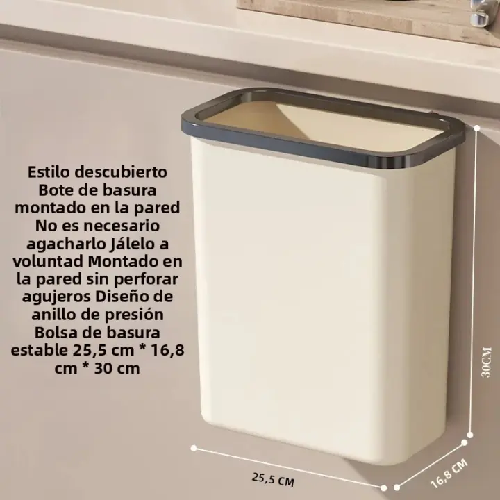 Bandeja De Basura Colgante Para Cocina Con Tapa Y Gran Capacidad Caja De Residuos Montada En La Pared Organizador De Basura Para Puerta - 1