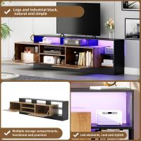 Modern para TV de hasta 70 pulgadas, almacenamiento Abierto with Pantalla LED, para muebles de dormitorio y Salón, muebles originales en color Madera, Marco Negro - details 4